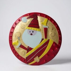 Cracker Barrel plaid tidings Santa glass plate